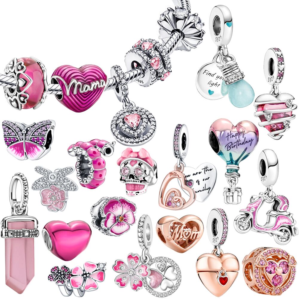 925 silver Fit Pandora Original charms DIY Pendant women Bracelets beads Pink Couple romantic Charms Beads Fashion Jewelry
925 silver Fit Pandora Original charms DIY Pendant women Bracelets beads Pink Couple romantic Charms Beads Fashion Jewelry