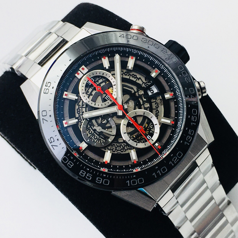 Top quality watch luxury mens Skeleton Watches Black ceramic bezel 45mm 904L Stainless Steel Case ETA Automatic movement chronograph function waterproof with box, 03 with box papers
Top quality watch luxury mens Skeleton Watches Black ceramic bezel 45mm 904L Stainless Steel Case ETA Automatic movement chronograph function waterproof with box, 03 with box papers