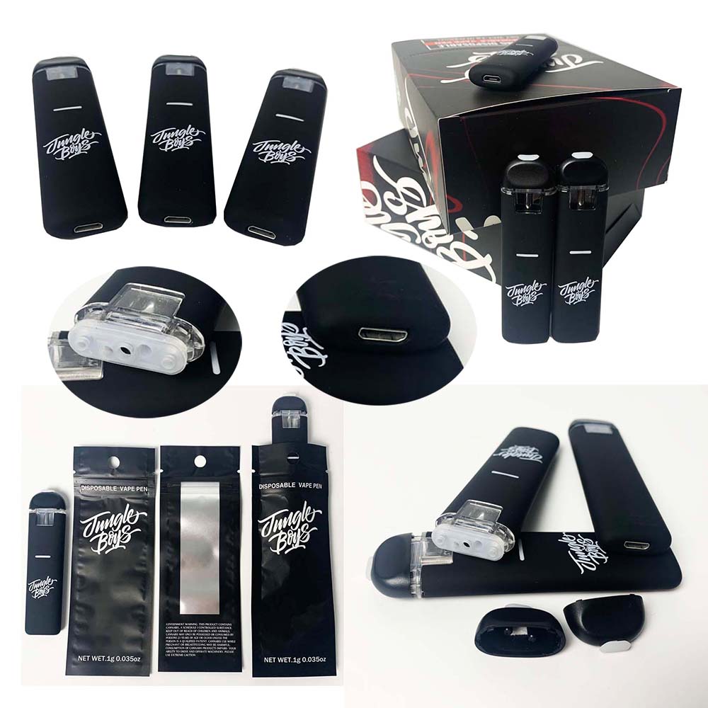NEW Jungle boys Disposable Vape Pens 280mah Rechargeable Battery 1.0ml Empty Vaporizer Pods Ceramic Coil Cartridges E cigarettes carts with packaging 10 flavors
NEW Jungle boys Disposable Vape Pens 280mah Rechargeable Battery 1.0ml Empty Vaporizer Pods Ceramic Coil Cartridges E cigarettes carts with packaging 10 flavors