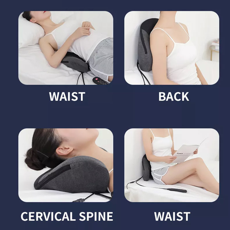 Back Massager Electric Waist Massager Lumbar Vibration Cushion Relief Pain Heating HealthCare Relax Traction Therapy EMS Ten Back Body Massage 230311