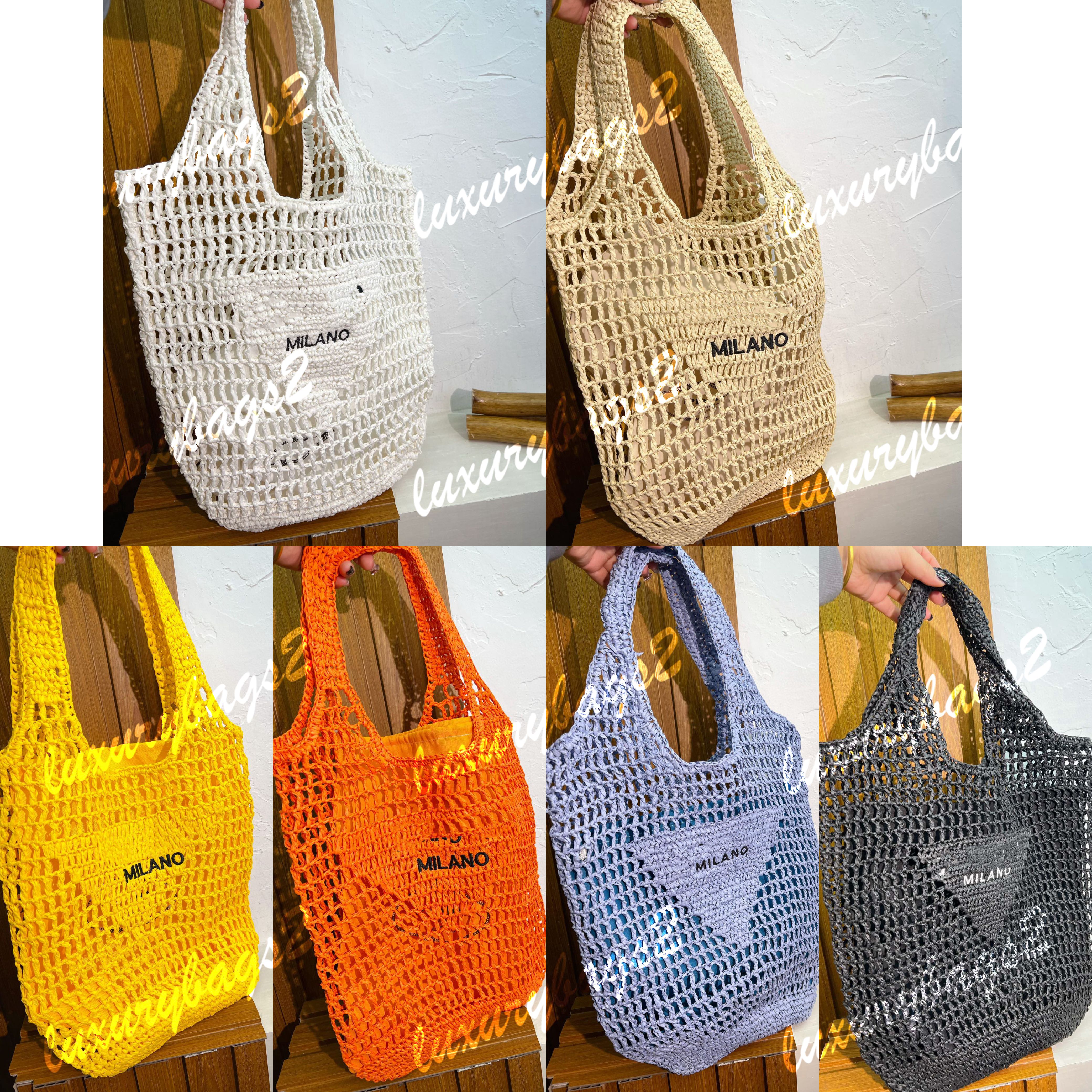 Straw Bag Totes Large Tote Designer Beach Bag Handbags Mila…