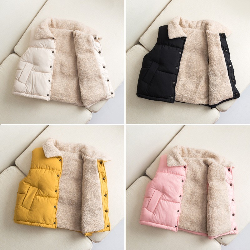 

Waistcoat Imitation Cashmere Vest Kids Winter Thicken Warm Girls Boys Sleeveless Outerwear Autumn Children Teens Students Jacket 230311, Khaki