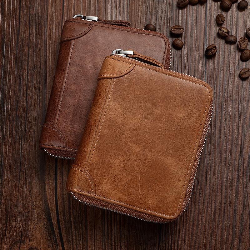 Wallets Fashion Zipper Short Men's Wallet RFID Leather Vintage Genuine Change Pocket Brown High Quality Purse, Reddish brown
Wallets Fashion Zipper Short Men's Wallet RFID Leather Vintage Genuine Change Pocket Brown High Quality Purse, Reddish brown