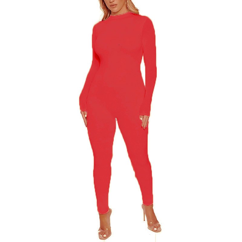 Women's Jumpsuits Rompers Spring Women Sexy Jumpsuit Streetwear Long Sleeve Bodycon Solid Sport Fitness Jumpsuits Romper Overalls For Women Body 