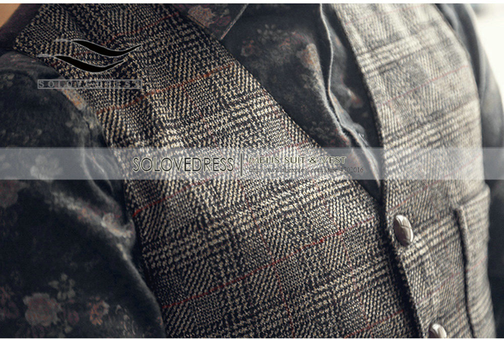 Men's Vests Silver Plaid Suit Vest For Men Wool Tweed Casual Slim Fit Waistcoat Formal Business Vest For Groomsmen For Wedding 230311