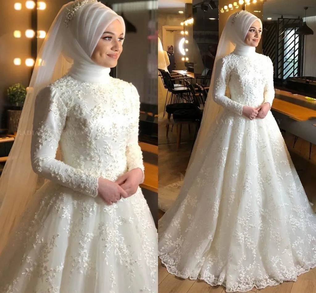 2023 Gorgeous Muslim Wedding Dresses Bridal Gown Long Sleeves High Neck Lace Applique Beaded Floor Length Garden Plus Size Custom Made Garden Beach vestido de novia, Ivory
2023 Gorgeous Muslim Wedding Dresses Bridal Gown Long Sleeves High Neck Lace Applique Beaded Floor Length Garden Plus Size Custom Made Garden Beach vestido de novia, Ivory