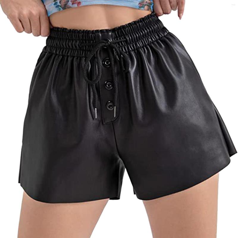 Women' Shorts Women Female Fashion Mid Waist PU Leather Drawstring Elastic Waistband Button Short Pants With Pocket, Black
Women' Shorts Women Female Fashion Mid Waist PU Leather Drawstring Elastic Waistband Button Short Pants With Pocket, Black
