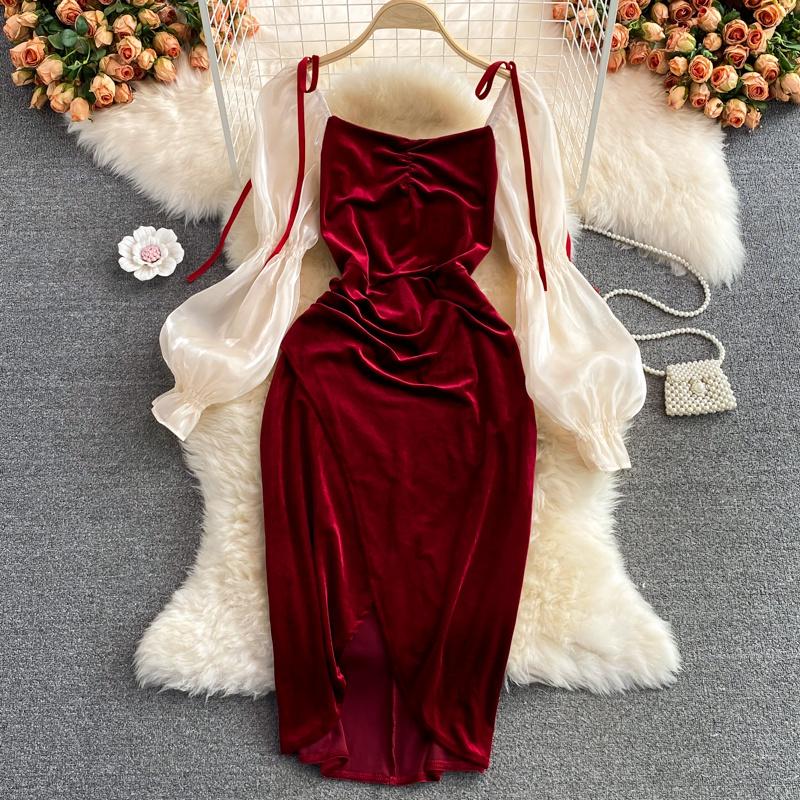 Casual Dresses 2023 Autumn French Sexy Stitched Velvet Square Neck Evening Party Dress Women Fashion Lady Celebrity Long Sleeve, Black
Casual Dresses 2023 Autumn French Sexy Stitched Velvet Square Neck Evening Party Dress Women Fashion Lady Celebrity Long Sleeve, Black