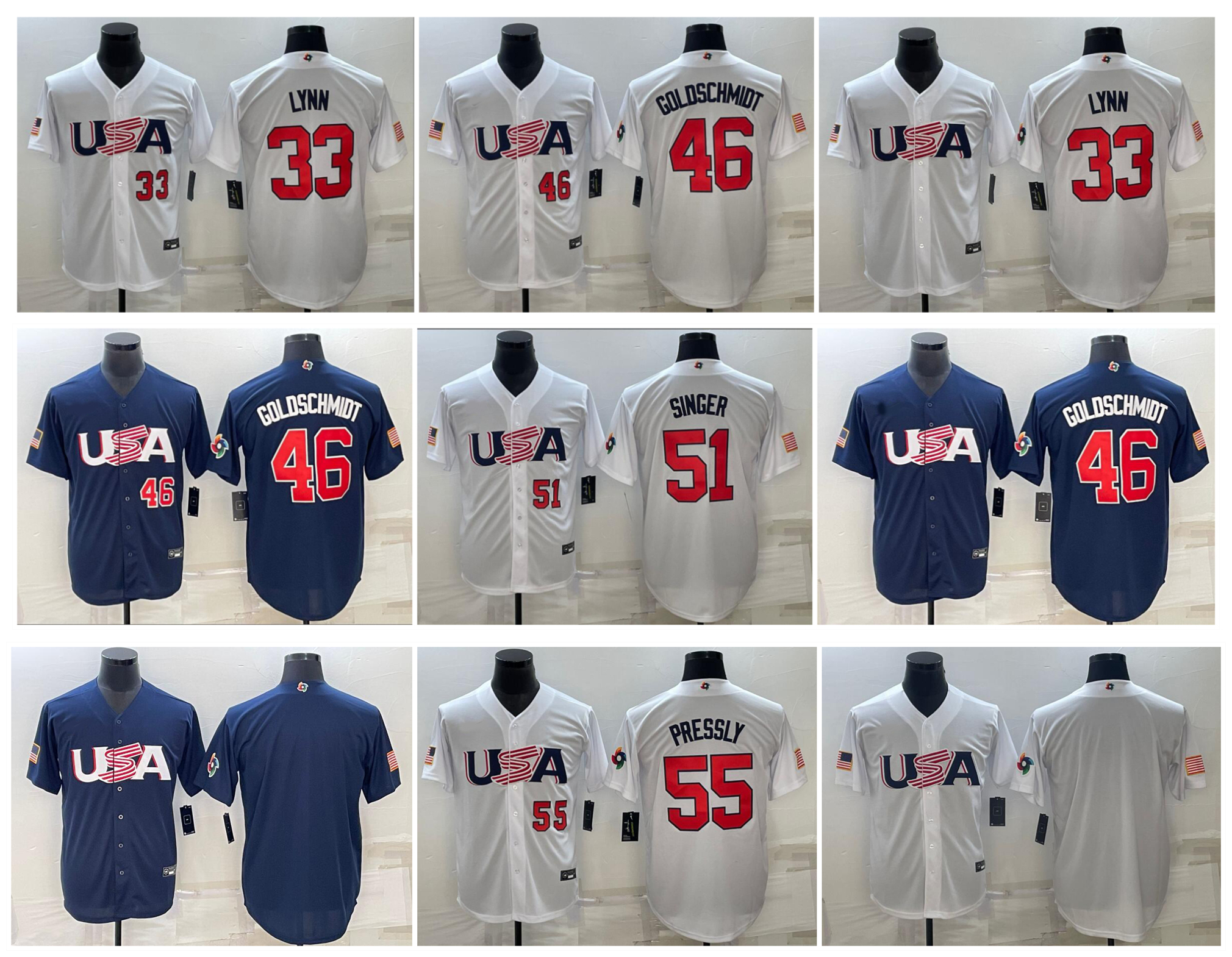 Paul Goldschmidt 2023 Team USA WBC Baseball Jersey World Baseball Classic Lance Lynn Brady Singer Ryan Pressly Blank White Blue Size S-XXXL, As pic
Paul Goldschmidt 2023 Team USA WBC Baseball Jersey World Baseball Classic Lance Lynn Brady Singer Ryan Pressly Blank White Blue Size S-XXXL, As pic
