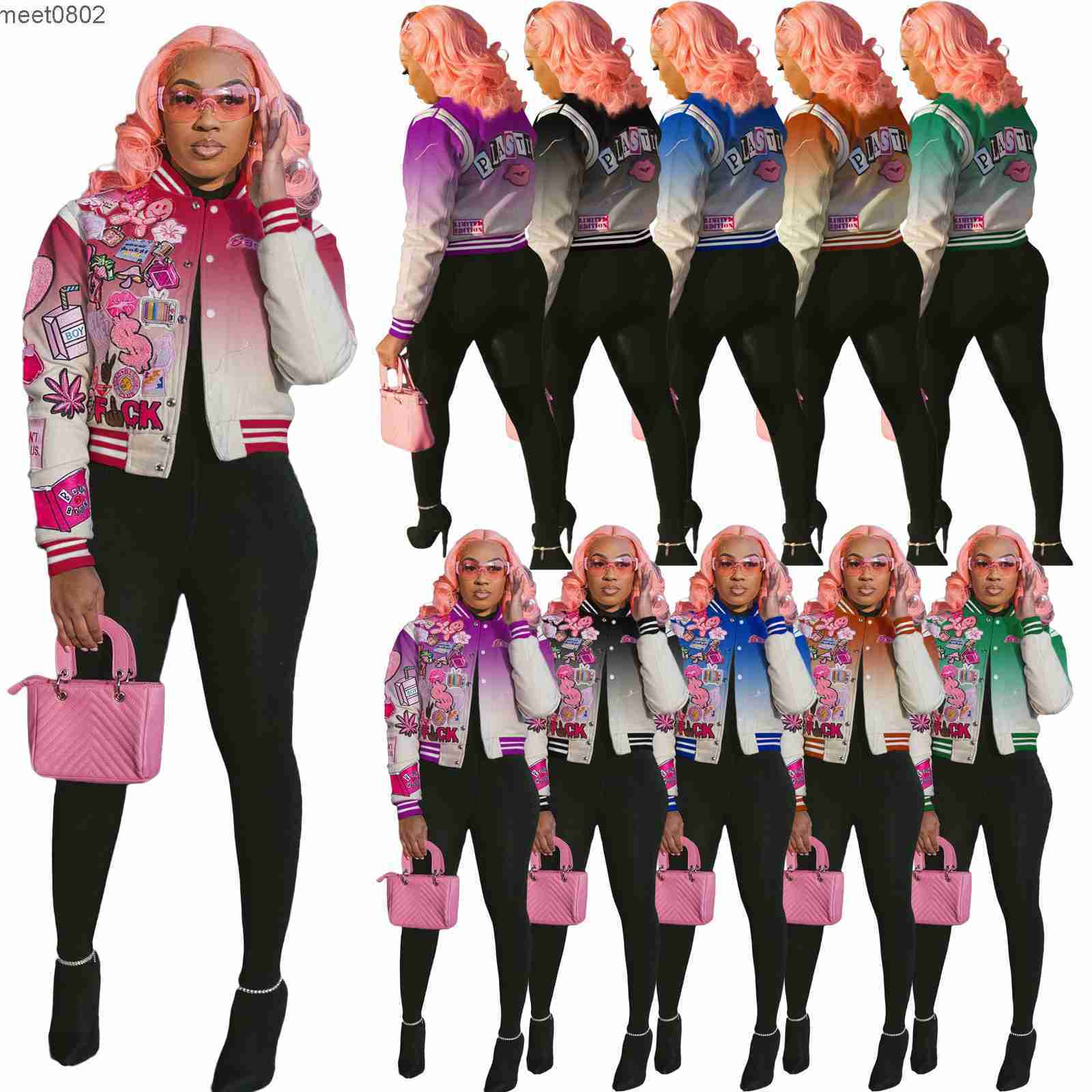 Womens Jackets Designer New gradient color Coat Single Breasted Letter Printed Baseball Jersey Sports Top 5 COLORS, Purple
Womens Jackets Designer New gradient color Coat Single Breasted Letter Printed Baseball Jersey Sports Top 5 COLORS, Purple
