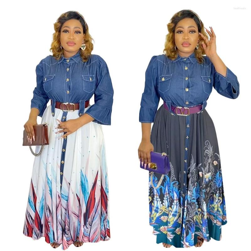 Ethnic Clothing African Dresses For Women 2023 Dashiki Autumn Winter Denim Elegant Maxi Dress Ladies Traditional Without Belt
Ethnic Clothing African Dresses For Women 2023 Dashiki Autumn Winter Denim Elegant Maxi Dress Ladies Traditional Without Belt