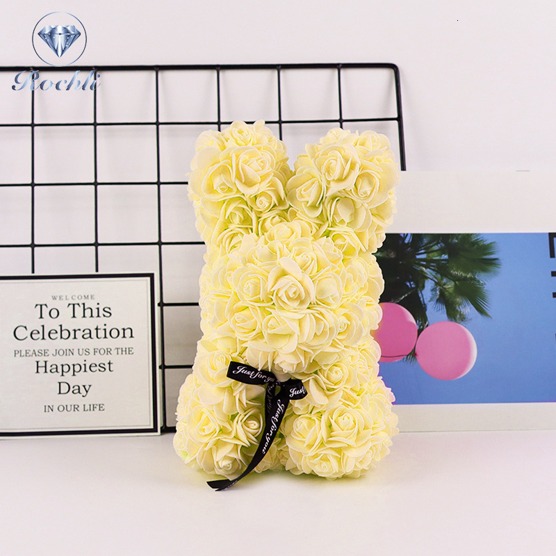 Other Event Party Supplies 25cm Immortal Rose Rabbit Gift Bunny Mothers Day DIY Simulation Flower Happy Easter Day Party Decor Kids Favor Valentine 