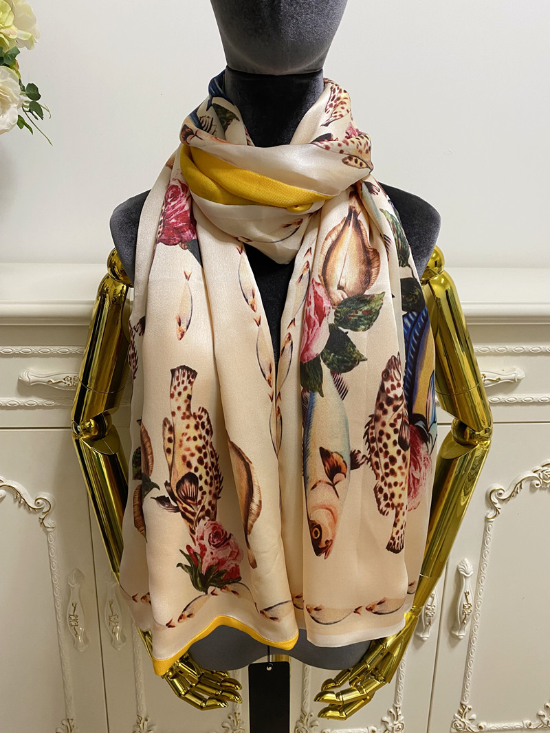 Women's long scarf shawl scarves double layer design print fish flowers 50% silk 50% wool material size 180cm - 65cm
Women's long scarf shawl scarves double layer design print fish flowers 50% silk 50% wool material size 180cm - 65cm