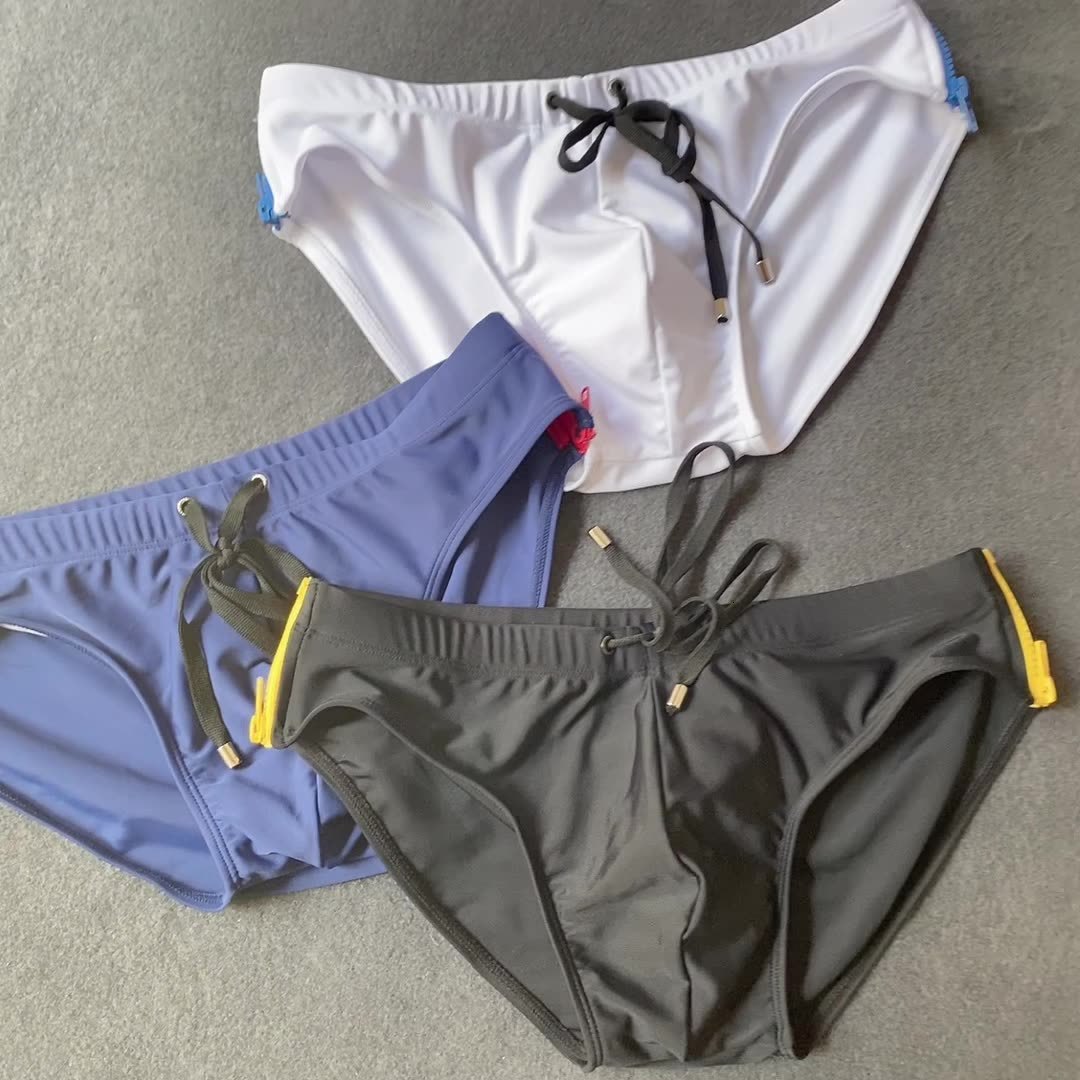 Swim wear Men s Bikini Swimwear Double Sides Zippers With Without Sponge Pad Low Waisted Briefs Sexy Mens Swimming Pool Trunks 230311
