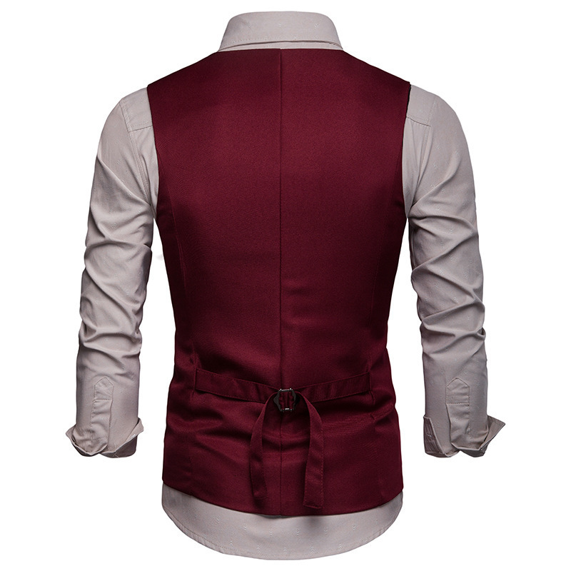 Men's Vests High Quality Men Suit Vest Waistcoat Chain Business Slim Groom Groomsman Wedding Men's Dress Blazer Vests Formal Party V05 23031