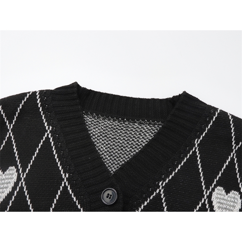 Women's Knits Tees Fashion Gothic Style Oversized Black Cardigan Emo Women Sweater Long Sleeve Vneck Harajuku Loose Vintage Knitwear Tops Coat 90