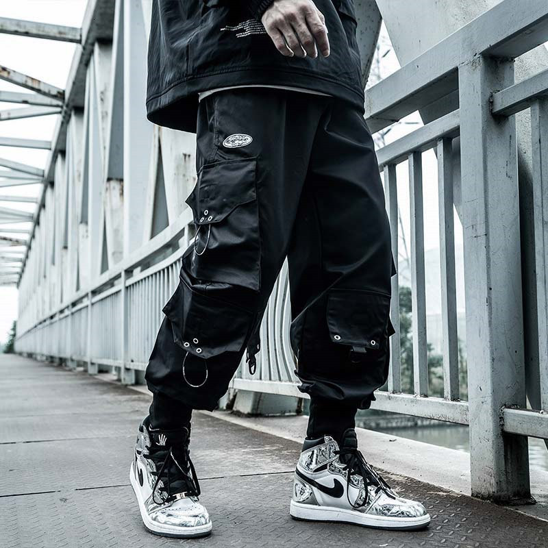 Men's Pants HOUZHOU Black Cargo Joggers Hip Hop Techwear Hippie Trousers for Streetwear Plus Size Pockets Oversize 230311