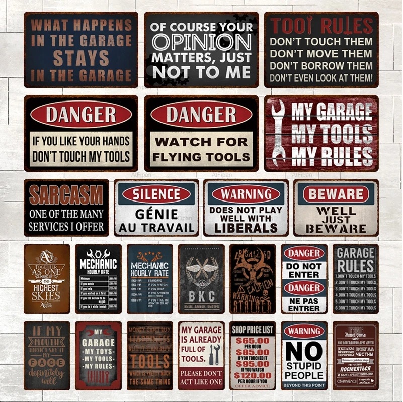 Vintage My Garage Rules Tin Signs Warning Metal Plate Beware Wall Decoration For Garage Danger Man Cave Wall Home Decoration Personalized Art Decor Size 30X20CM w01
Vintage My Garage Rules Tin Signs Warning Metal Plate Beware Wall Decoration For Garage Danger Man Cave Wall Home Decoration Personalized Art Decor Size 30X20CM w01