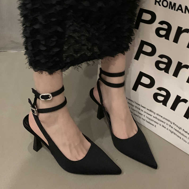 Sandals Slingbacks High Heels Pump 2023 New Pointed Toe Thin Heeled Party Shoes Woman Solid Color Ankle Buckle Summer, Black
Sandals Slingbacks High Heels Pump 2023 New Pointed Toe Thin Heeled Party Shoes Woman Solid Color Ankle Buckle Summer, Black