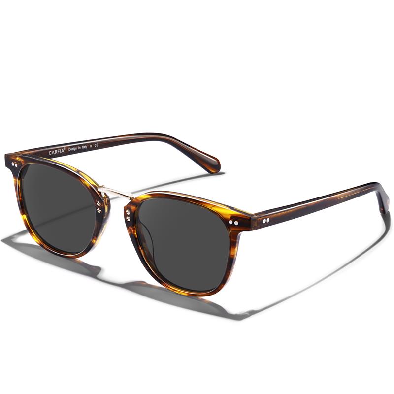 Carfia Small Polarized Sunglasses for Women Hand-crafted Acetate Frame Metal Bridge Eyewear Fashion Retro Style Sun Glasses
