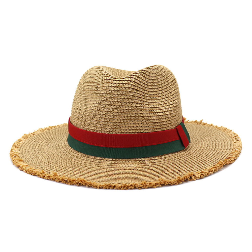 Fashion Men Women Outdoor Travel Wide Brim Hat Beach Seaside Sunshade Jazz Straw Fedora Cap Srping Summer