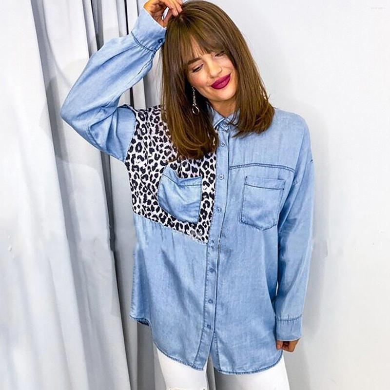 Women' T Shirts Women' Shirt Autumn Fashion Loose Collar Color Block Leopard Denim Casual Female Ladies Tops, Blue
Women' T Shirts Women' Shirt Autumn Fashion Loose Collar Color Block Leopard Denim Casual Female Ladies Tops, Blue