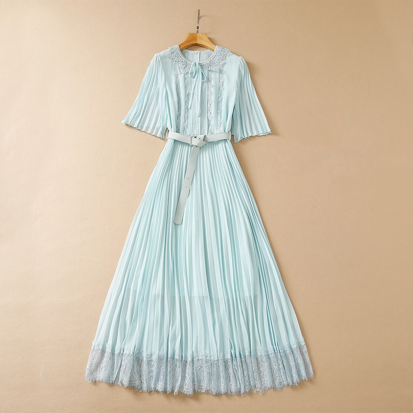 Summer 1/2 Half Sleeve Dress Round Neck Sky Blue Solid Color Chiffon Lace Ribbon Tie Bow Pleated Mid-Calf Elegant Casual Dresses 22Q042325 Plus Size XXL
Summer 1/2 Half Sleeve Dress Round Neck Sky Blue Solid Color Chiffon Lace Ribbon Tie Bow Pleated Mid-Calf Elegant Casual Dresses 22Q042325 Plus Size XXL