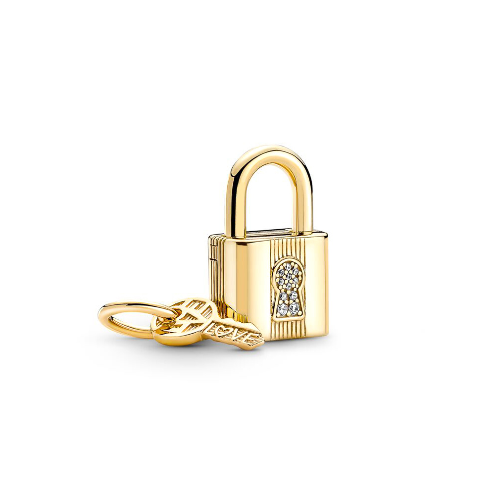 New Popular 925 Sterling Silver Key Lock Hanging Charm Is Suitable For Primitive DIY Women's Bracelet Jewelry Fashion Accessories