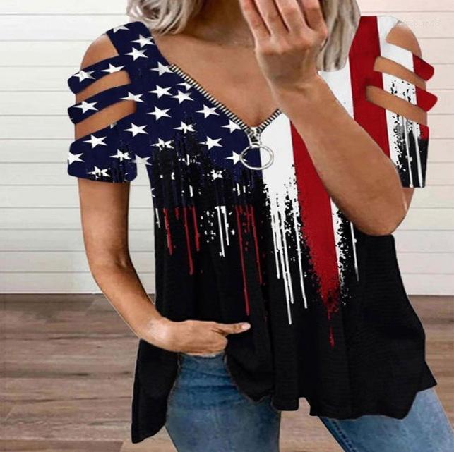Women' T Shirts American Flag Star Striped Zipper Shirt Women Summer Print Tshirts Graphic Tees Tops Retro Short Sleeve Top Fashion Plus, 02
Women' T Shirts American Flag Star Striped Zipper Shirt Women Summer Print Tshirts Graphic Tees Tops Retro Short Sleeve Top Fashion Plus, 02
