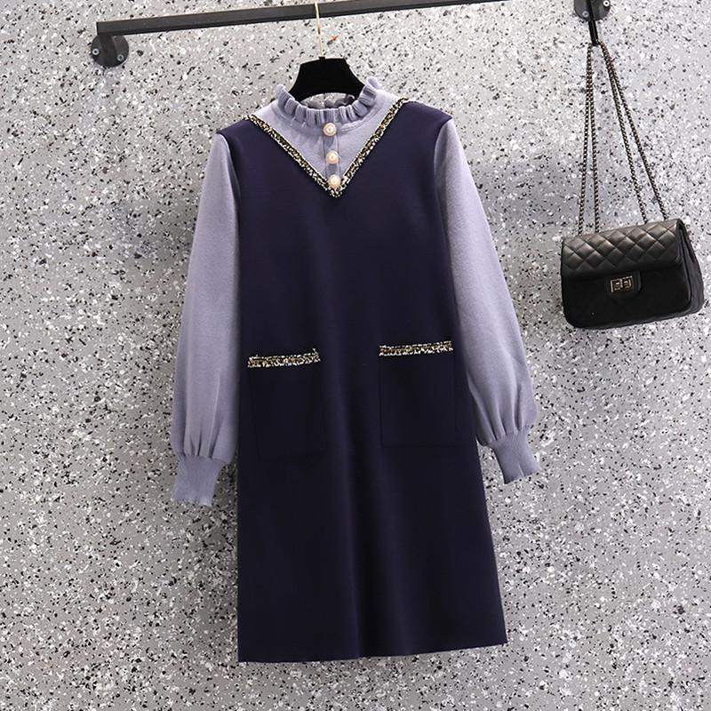 Casual Dresses 3XL Plus Size Women Elegant Patchwork Sweater Dress Autumn Winter 2023 Fashion Lantern Sleeves Fake Two Kintting, Black
Casual Dresses 3XL Plus Size Women Elegant Patchwork Sweater Dress Autumn Winter 2023 Fashion Lantern Sleeves Fake Two Kintting, Black