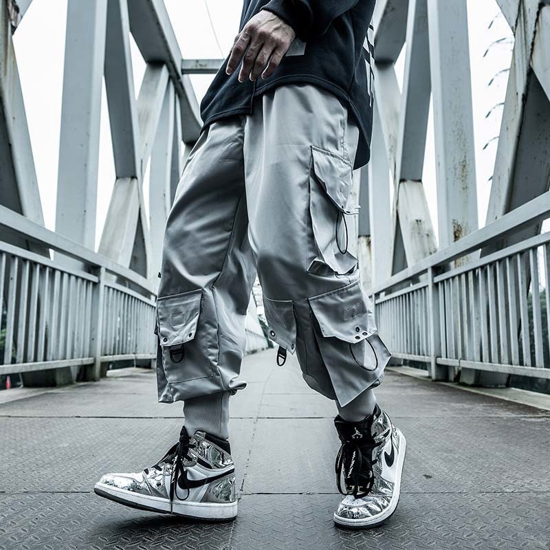 Men's Pants HOUZHOU Black Cargo Joggers Hip Hop Techwear Hippie Trousers for Streetwear Plus Size Pockets Oversize 230311