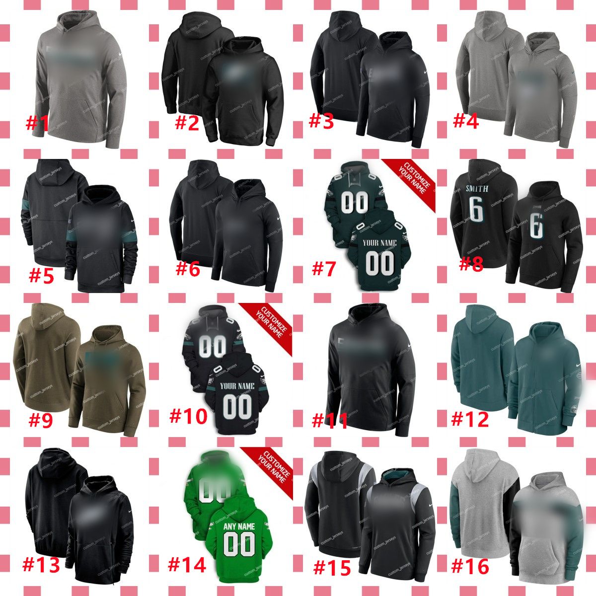 Custom Philadelphia''Eagles''Hoodie 1 Hurts 6 Smith Olive 2022 Salute to Service Therma Performance Pullover Football Player''NFL''Hoodie