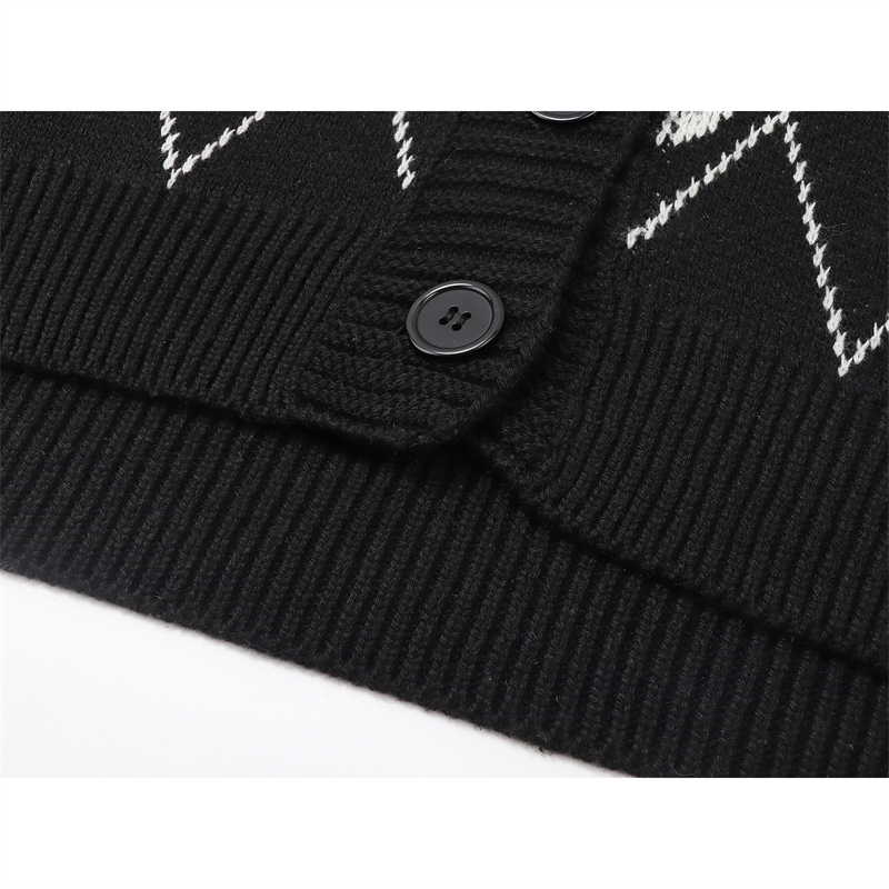 Women's Knits Tees Fashion Gothic Style Oversized Black Cardigan Emo Women Sweater Long Sleeve Vneck Harajuku Loose Vintage Knitwear Tops Coat 90