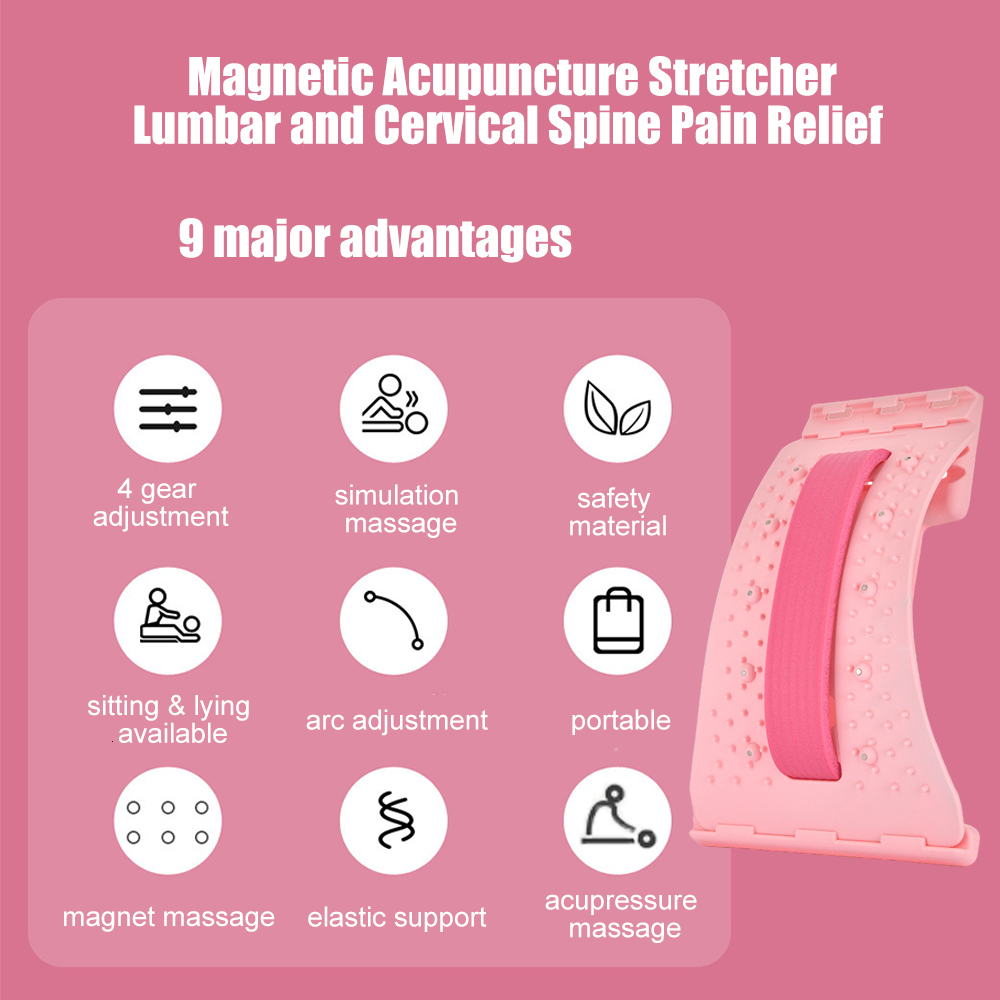 Back Massager 4 Level Back Massager Magnetic Therapy Neck Stretcher Waist Strecher Massage Tools Lumbar Spine Support Pain Reliever HealthCare 230311
