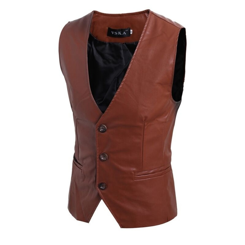 Mens Vests ZOGAA mens vest simple and versatile leather slim fit 230311