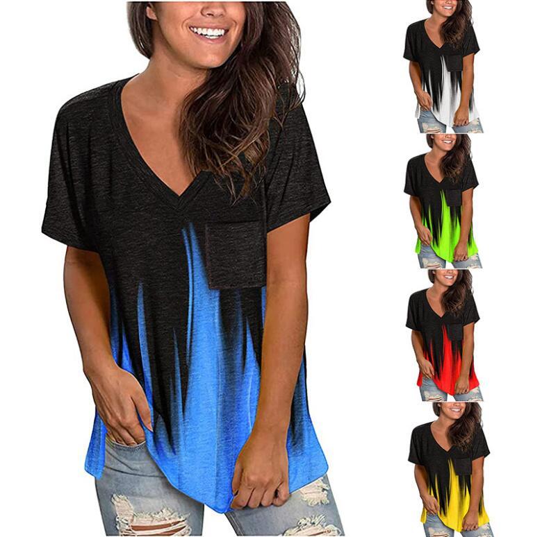 Women's T Shirts Colorblock Printing V-neck Pocket Loose Short-sleeved T-shirtWomen's, Blue
Women's T Shirts Colorblock Printing V-neck Pocket Loose Short-sleeved T-shirtWomen's, Blue