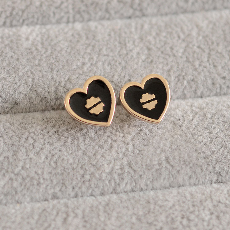 Fashion Enamel Love Heart Stud Earrings for Women Letter Charm Earrings Bride Wedding Jewelry Wholesale