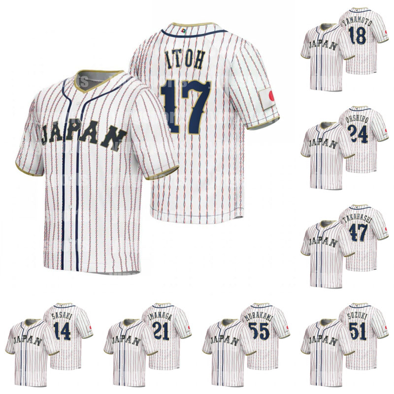 Japan 2023 World Baseball Classic Jersey Hiromi Itoh Yoshinobu Yamamoto Takumi Ohshiro Yuhei Nakamura Shugo Maki Taisei Makihara Takumu Nakano Kazuma Okamoto Kai, 47 keiji takahashi
Japan 2023 World Baseball Classic Jersey Hiromi Itoh Yoshinobu Yamamoto Takumi Ohshiro Yuhei Nakamura Shugo Maki Taisei Makihara Takumu Nakano Kazuma Okamoto Kai, 47 keiji takahashi