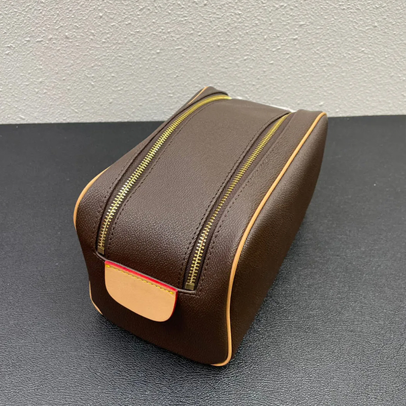 Double zipper Women Makeup Bags travelling toilet bag men leather large capacity cosmetic bags toiletry Pouch makeup bags with dustbag Clutch bag Luxury designer