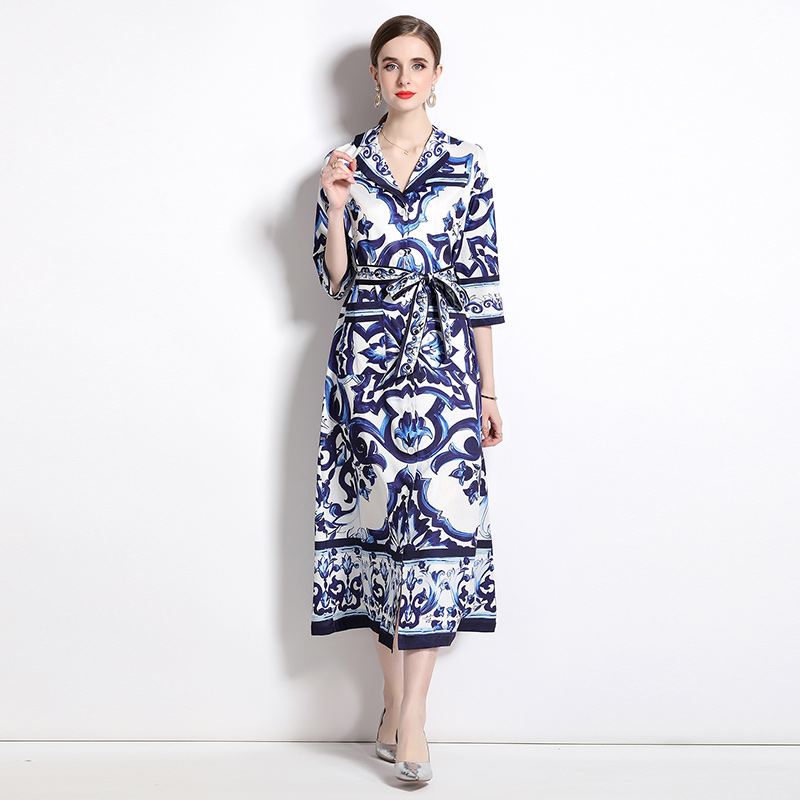 2023 Suit Collar Summer Long Dress Women Designer 3/4 Sleeve Paisley Print Travel Styles Slim A-Line Midi Dress Casual Resort Elegant Ribbon Bow Loose Big Swing Frocks
2023 Suit Collar Summer Long Dress Women Designer 3/4 Sleeve Paisley Print Travel Styles Slim A-Line Midi Dress Casual Resort Elegant Ribbon Bow Loose Big Swing Frocks