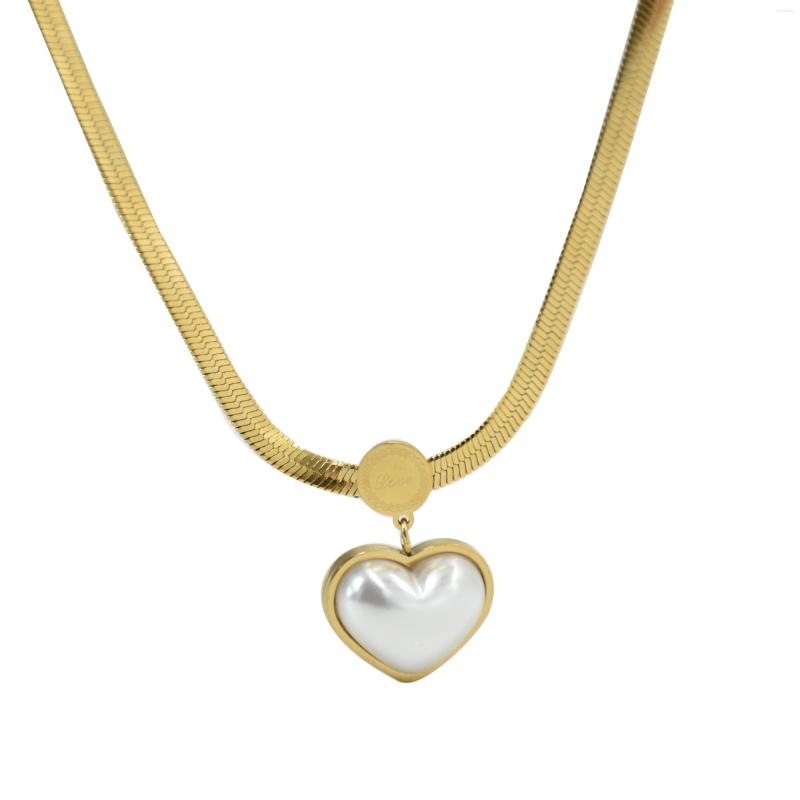 Chains Brade Chain Stainless Steel Necklaces For Women Heart Pearl Pendants Gold Color Simple Style Elegant Jewelry
Chains Brade Chain Stainless Steel Necklaces For Women Heart Pearl Pendants Gold Color Simple Style Elegant Jewelry