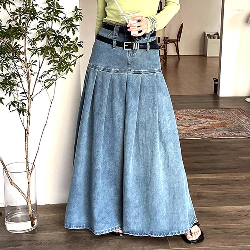 Skirts Spring Fashion Retro Vintage Women' Double-waist Rugged Low Waist Pleated Long Maxi Jeans Denim Girls Skirt 2023 Summer Womens, Blue
Skirts Spring Fashion Retro Vintage Women' Double-waist Rugged Low Waist Pleated Long Maxi Jeans Denim Girls Skirt 2023 Summer Womens, Blue