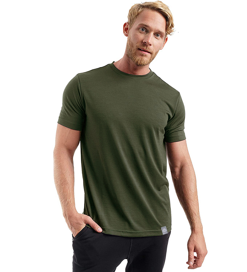 Men's T-Shirts 100% Superfine Merino Wool T shirt Mens Base Layer Shirt Merino Wool Shirt Breathable Quick Dry Anti-Odor No-itch USA Size 230313