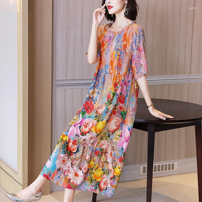 Party Dresses Ethnic Wind Quality Color Hangzhou Silk Dress 2023 Summer Loose Thin Silkworm Knee Skirt Short Sleeve O Neck, Pink
Party Dresses Ethnic Wind Quality Color Hangzhou Silk Dress 2023 Summer Loose Thin Silkworm Knee Skirt Short Sleeve O Neck, Pink