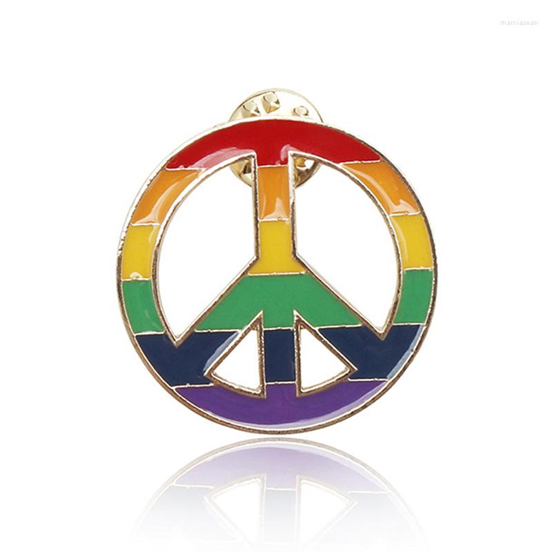 Brooches 1PCS Peace Symbol Collar Pin Brooch Round Hippie Sign Bus Lapel Pins For Men & Women