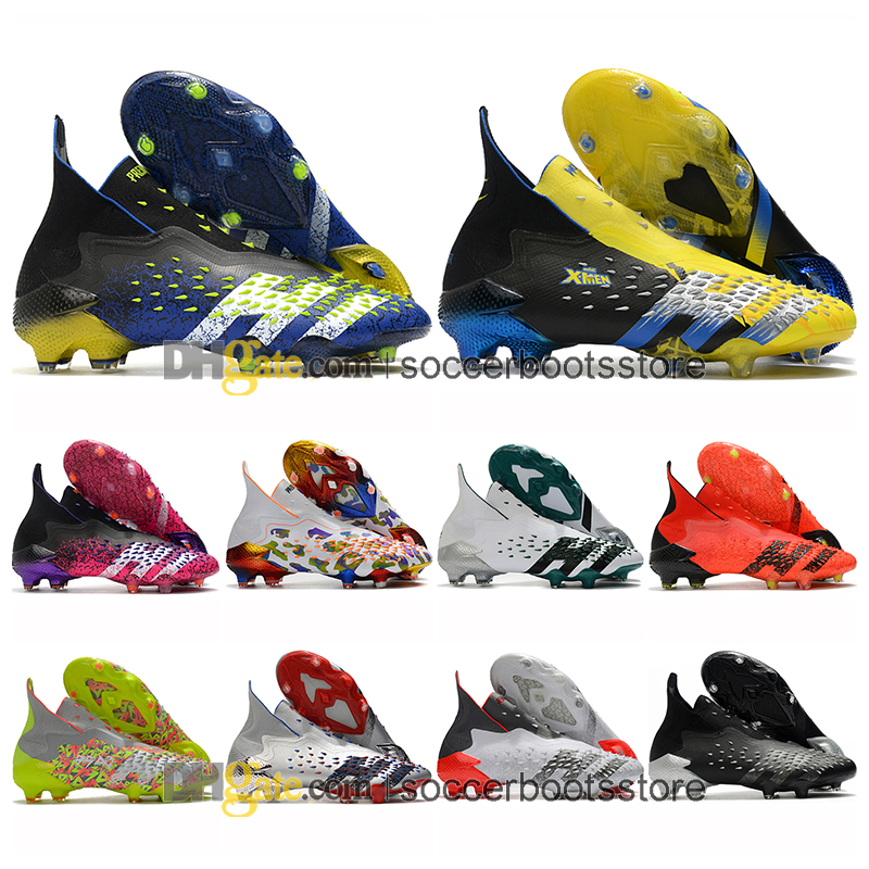 Gift Bag Kids High Ankle Football Boots Predator Freak FG Firm Ground Cleats Predator X Pogba Laceless Soccer Shoes Top Outdoor Trainers Botas De Futbol