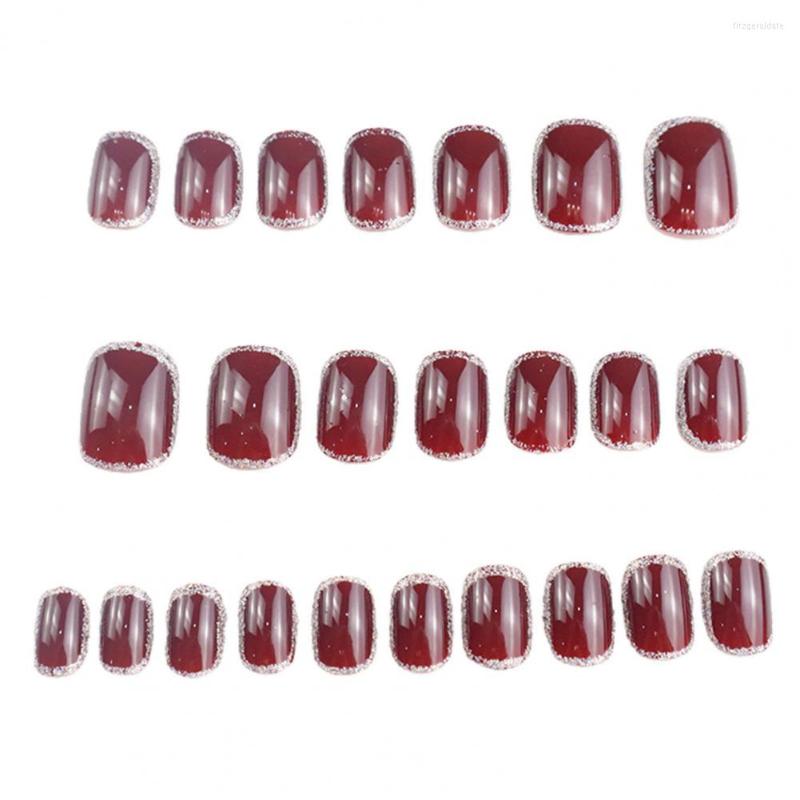 False Nails 24Pcs Nail Patch Exquisite Compact ABS Burgundy Silver Color Edge DIY Tips Sticker For Prom
False Nails 24Pcs Nail Patch Exquisite Compact ABS Burgundy Silver Color Edge DIY Tips Sticker For Prom