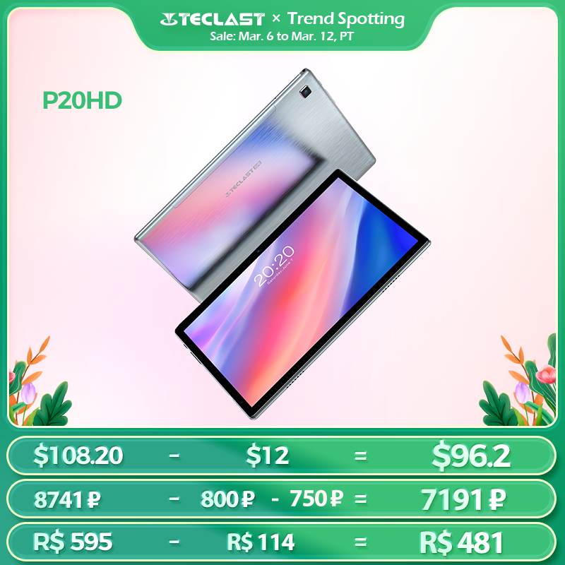 Teclast P20HD 10.1INCH Android 10 Tablet PC 1920x1200 SC9863A Octa Core 4GB RAM 64GB ROM 4G Network AI Speed-up Tablets PC Dual Wifi, Silver
Teclast P20HD 10.1INCH Android 10 Tablet PC 1920x1200 SC9863A Octa Core 4GB RAM 64GB ROM 4G Network AI Speed-up Tablets PC Dual Wifi, Silver