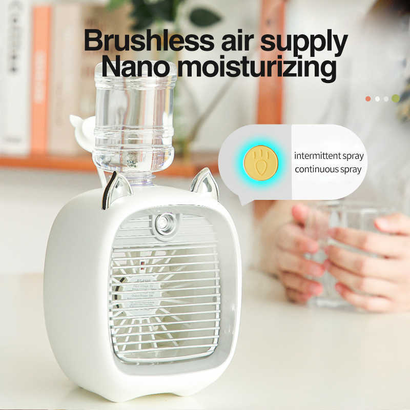 Electric Fans 2400mAh Mini Air Conditioner Portable Desktop Humidifier Purifier 3 Speed 2 Mode Spray USB Table Car Home Camping Travel Y2303