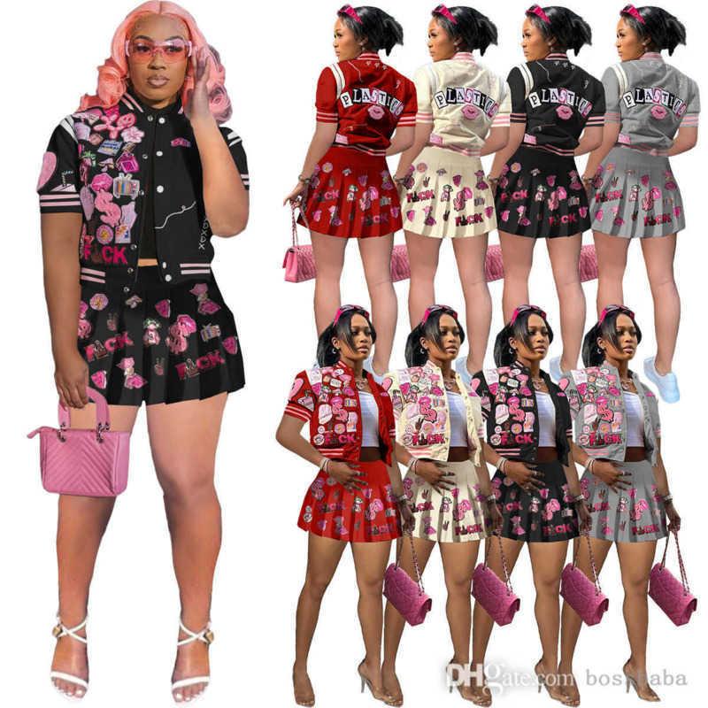 2023 Summer Women Tracksuits Two Piece Skirts Shorts Set Designer Printed Short Sleeve Baseball Bomber Jacket Pleated Skirts Suit Casual Sportswear 17 Colors, 20375 white
2023 Summer Women Tracksuits Two Piece Skirts Shorts Set Designer Printed Short Sleeve Baseball Bomber Jacket Pleated Skirts Suit Casual Sportswear 17 Colors, 20375 white